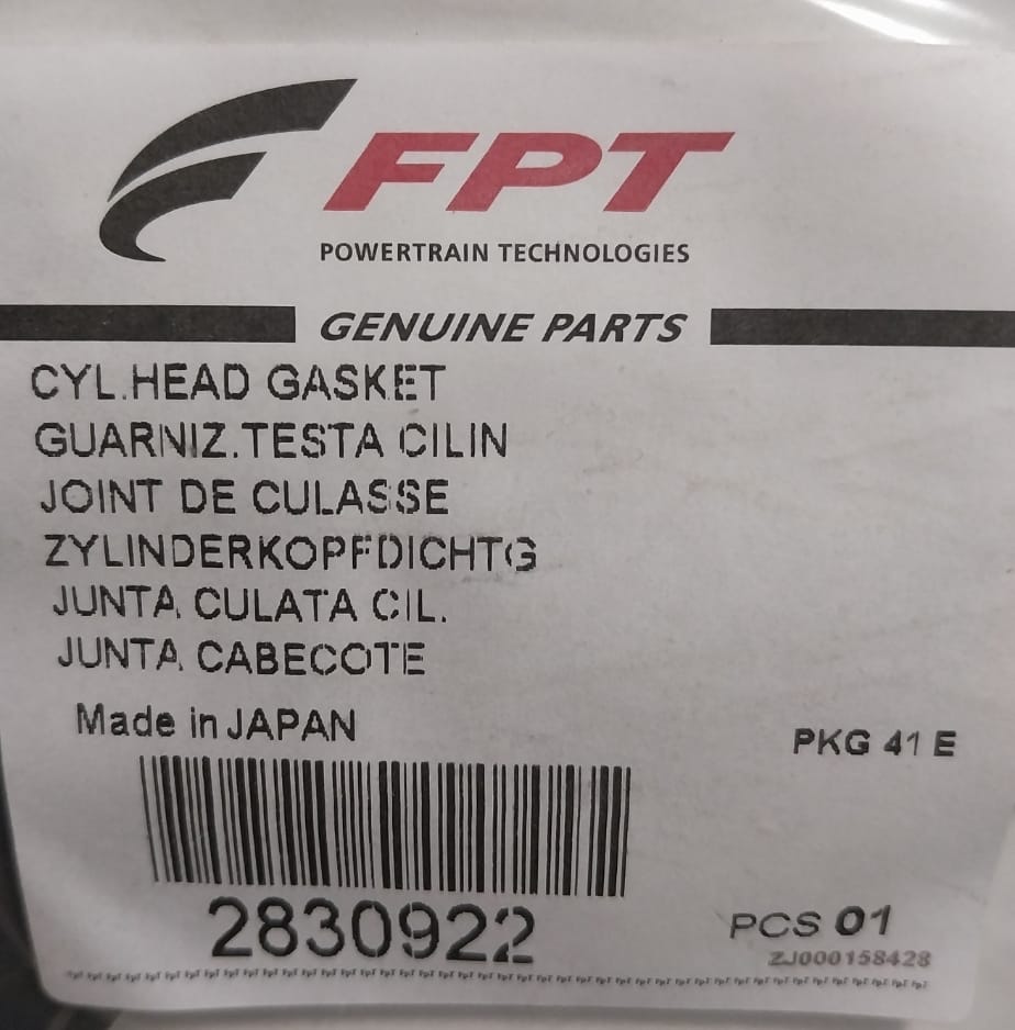 2830922 Empaquetadura de Culata FTP Camión IVECO 260e30 Excavadora NEW HOLLAND E215C MOTOR FPT F4HE3681